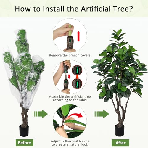 7ft Artificial Fiddle Leaf Fig Tree for Indoor Home Decor - Faux Plant