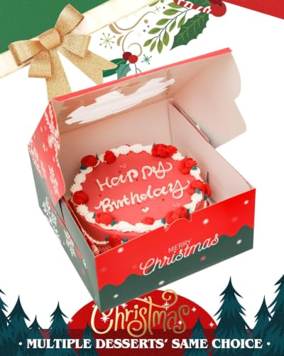 Christmas 10x10x5 Cake Box with Window - 18 Sets, Santa Cake Boards, 10 Inch Containers - Variation of THIS listing