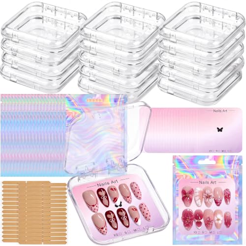 Press On Nail Storage Box Set - Clear Acrylic Fake Nail Display Case with Multiple Accessories