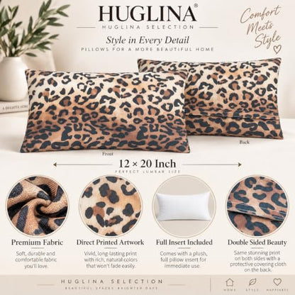 Leopard Print Lumbar Throw Pillow 12x20 with Insert - Modern Decor