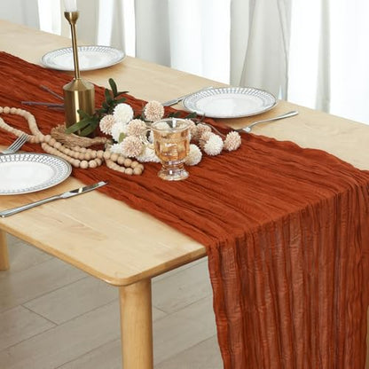 Terracotta Cheesecloth Table Runner 120 Inch Boho Wedding Decor - 8 Pack