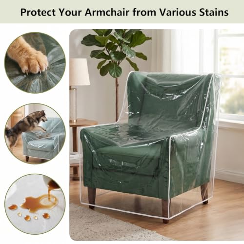 2 Pcs Clear Plastic Recliner Cover - 6 Mil Thick Armchair Protector, Variation 2