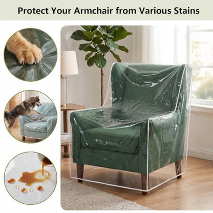 2 Pcs Clear Plastic Recliner Cover - 6 Mil Thick Armchair Protector, Variation 2