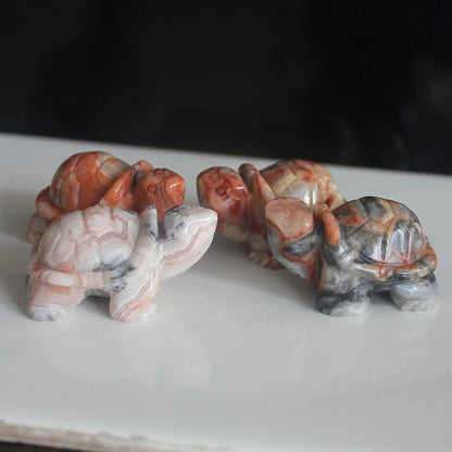 Skiennix 1.5'' Hand-Carved Gemstone Crystal Quartz Turtle Figurine | Unique Home Decor Accent