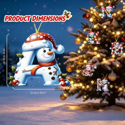 Personalized Christmas Letter Ornaments Snowman L - Holiday Tree Decor