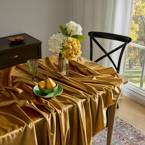 Gold Velvet Rectangle Tablecloth 102x60 Inches for Christmas & Holidays