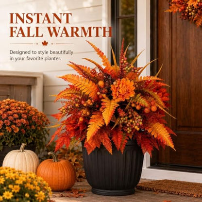 2pcs Fall Harvest Floral Garden Stake Set - 15.8in Autumn Decor