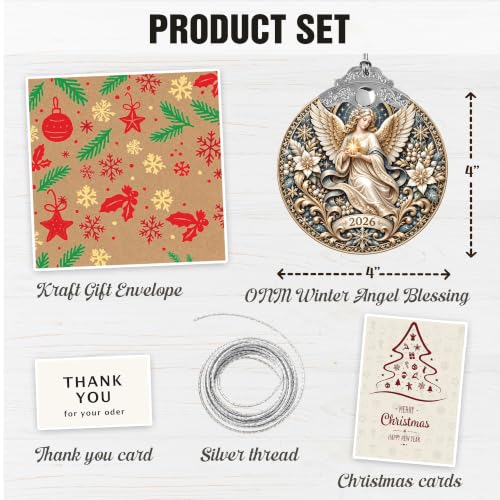 Devory 4-Inch Acrylic Christmas Angel Ornament - 2026 Winter Blessing Decoration