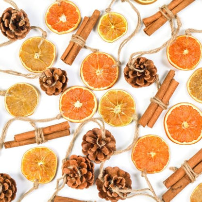 Christmas Dried Orange Slices Pine Cones Cinnamon Stick Set - 50 Pack