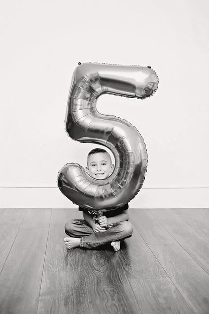 Silver 5 Balloon | 40-Inch Number 5 Balloon for 5th Birthday Decorations & Party Supplies