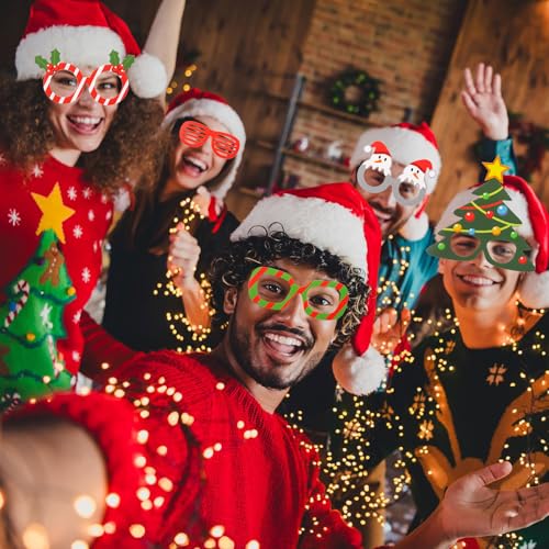 Christmas Photo Booth Props Set with Stickers - 40 Pieces for Holiday Parties