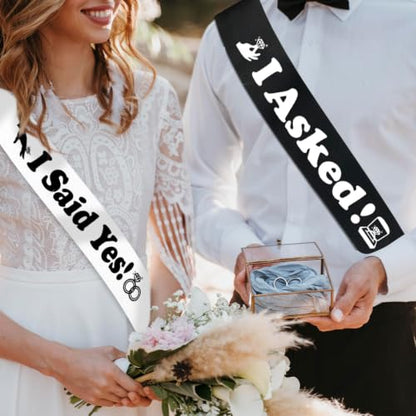Bride & Groom Sashes for Bachelorette & Bachelor Party Set - Glitter Gold