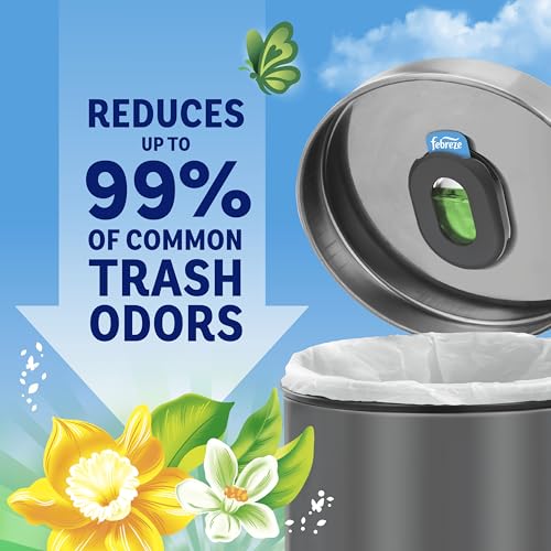 Febreze Trash Odor Fighter Stick-On Deodorizer for Garbage Cans, 4 Refills - Gain Original Scent