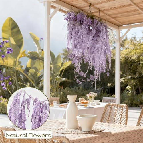 Artificial Hanging Flowers - Red Wisteria & Amaranthus for Wedding & Decor - 5Pcs