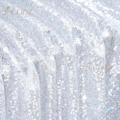 Sequin Tablecloth Glitter Fabric Shimmer Cover 60x102 Inches Silver