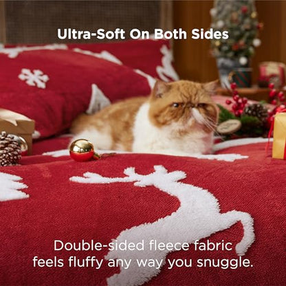 Bedsure King Christmas Bedding Set with Red Fluffy Comforter & Pillows - Holiday Decor