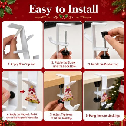 White 4 Pack 2-in-1 Garland & Christmas Stocking Holders for Mantle
