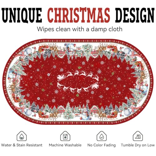 Red Oval Christmas Tablecloth 60 x 102 Inches Waterproof Holiday Decor - Variation of Christmas Red / 102" x 60" (Oval)