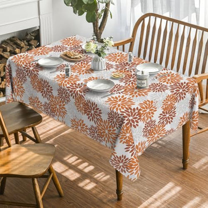 Horaldaily 60x120 Inch Orange Grey Rectangular Table Cloth - Durable Polyester Home Decor