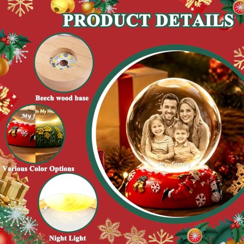 VYP Personalized Snow Globe with Photo & Christmas Base - Custom Gift