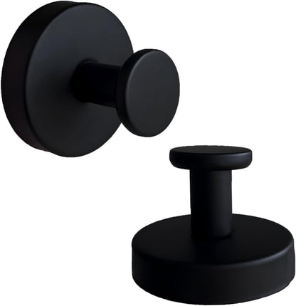 Skiennix Suction Cup Hooks - Stainless Steel Towel Holders for Bathroom & Kitchen | 2 Pack, Matte Black