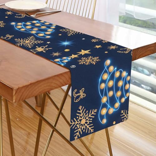 Alaza Christmas Tree Blue Snowflakes Table Runner 13x70 Inches - Multi