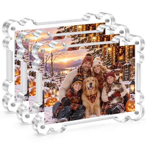 4x6 Acrylic Picture Frame 3 Pack - Magnetic Double-Sided Scalloped Display - Variation of THIS listing