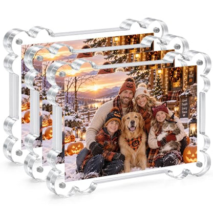 4x6 Acrylic Picture Frame 3 Pack - Magnetic Double-Sided Scalloped Display - Variation of THIS listing