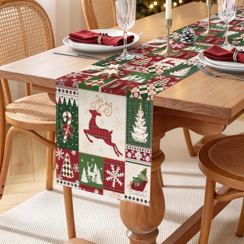 Christmas Reindeer Table Runner 13x72 Inch - Holiday Decor for Dining