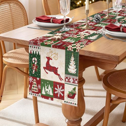 Christmas Reindeer Table Runner 13x72 Inch - Holiday Decor for Dining