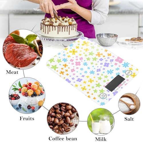 Food Scale Kitchen Scale Food Scales Digital Weight Grams and Ounces Small Electronic Food Scale for Baking Cooking Cute Daisy Star Flowers Rainbow