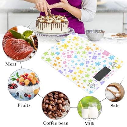 Food Scale Kitchen Scale Food Scales Digital Weight Grams and Ounces Small Electronic Food Scale for Baking Cooking Cute Daisy Star Flowers Rainbow