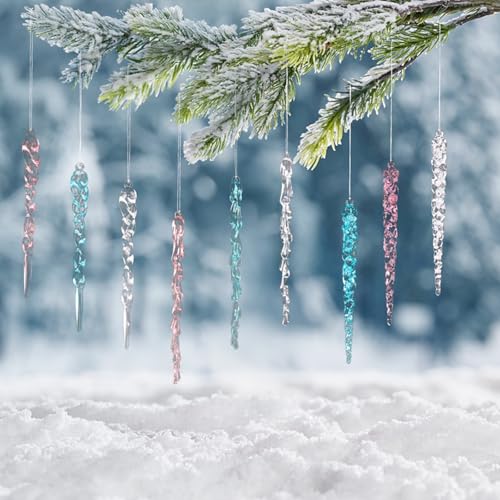 Kiddale 24pcs Clear Acrylic Icicle Christmas Tree Ornaments - 5"