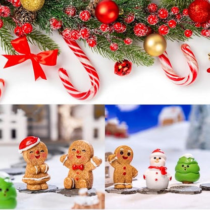 24 Pcs Mini Gingerbread Men Christmas Resin Figurines - Holiday Decor