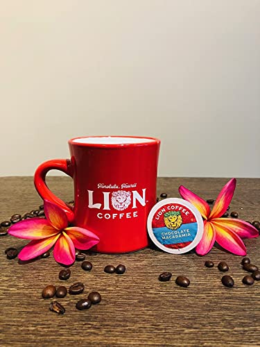 Lion Coffee Chocolate Macadamia Flavored Medium Roast Coffee, Single-Serve Coffee Pods, Compatible with Keurig® Brewers, Hawaiian Inspired Taste - (12 Count Box)