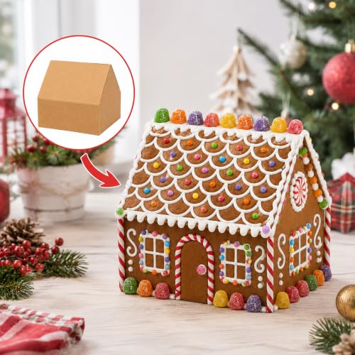 36 Piece Christmas Gingerbread House Kit Cardboard Decorations Brown