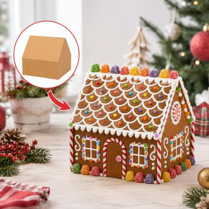 36 Piece Christmas Gingerbread House Kit Cardboard Decorations Brown