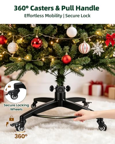 29 Inch Christmas Tree Stand on Wheels for Up to 7.5 FT Artificial Trees with Locking Casters