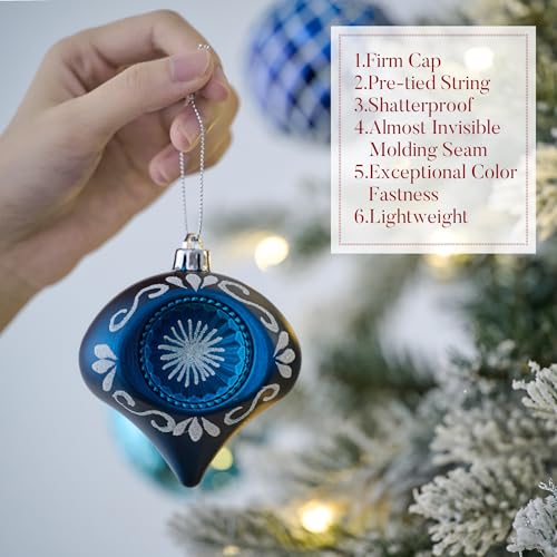 Christmas Tree Ornaments Set 70pcs Silver Blue Winter Theme - Valery Madelyn