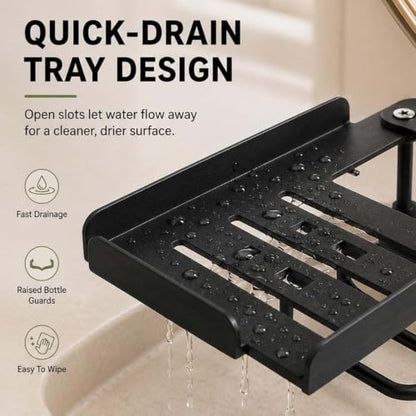 White Foldable Over-Faucet Shelf Organizer No Drill Over Sink Storage - 20 in