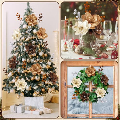 Velvet Christmas Ornaments Set - Beige, Brown & Dark Brown, 48 Pieces (Variation of THIS listing)
