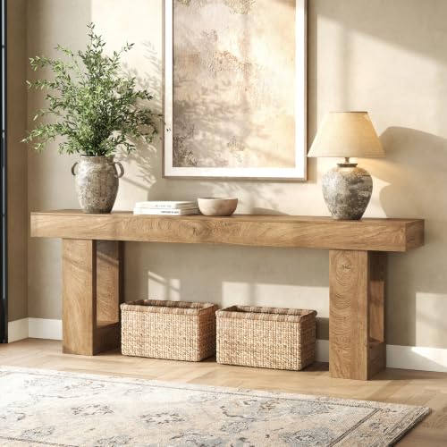 Extra Long Console Table 78.7-Inch Natural Oak Brown Entryway Sofa Hallway