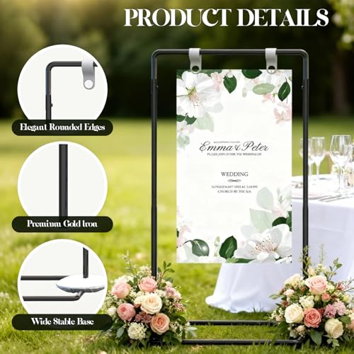 Wedding Welcome Sign Stand Display Easel with Adjustable Height & Black Matte Finish