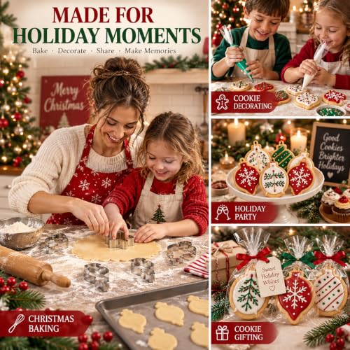 Christmas Ornament Cookie Cutter Set - 6 Stainless Steel Shapes for Holiday Baking