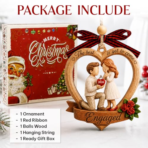 Just Engaged 2026 Flat Engagement Ornament - Romantic Couple Keepsake