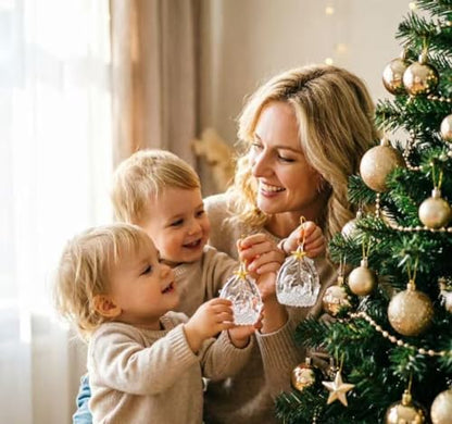 Glass Nativity Christmas Tree Ornaments Set of 2 with Gold Star - Holiday Decor