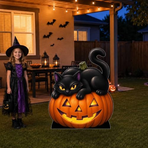 Pumpkin Cat Halloween Cardboard Cutout Standee - 2 FT Freestanding Decor