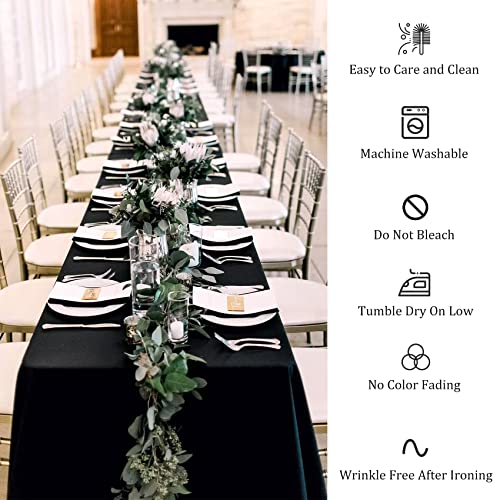 Black 8 Pack 60x84 Inch Polyester Rectangle Tablecloths for Wedding & Party