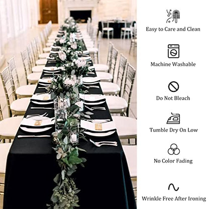 Black 8 Pack 60x84 Inch Polyester Rectangle Tablecloths for Wedding & Party