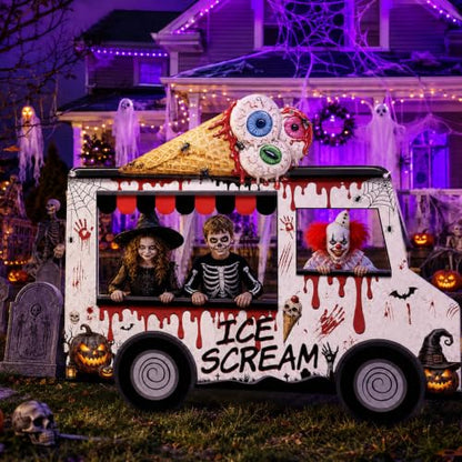 Halloween Ice Cream Truck Photo Booth Backdrop Party Decor